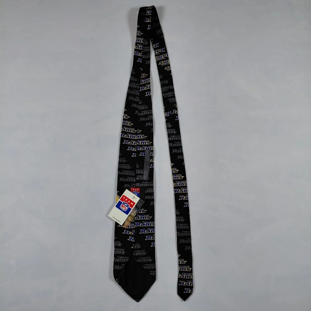 Vintage 1998 St Louis Rams NFL Silk‎ Necktie Black Helmet Logo Ralph Marlin NWT
